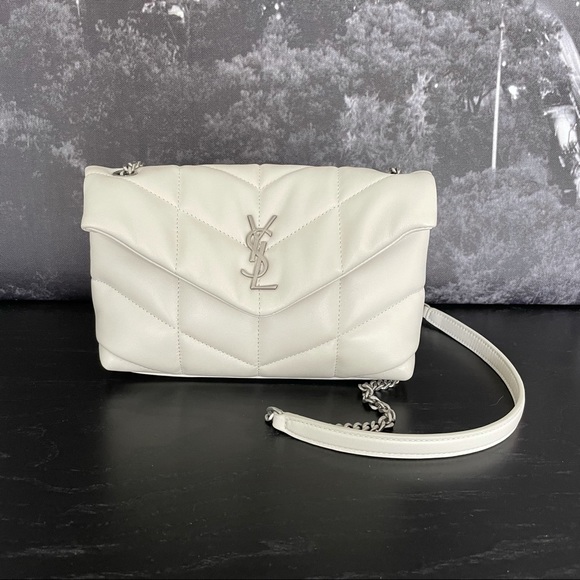 Saint Laurent White Loulou Puffer Mini Leather Bag - Picture 3 of 14